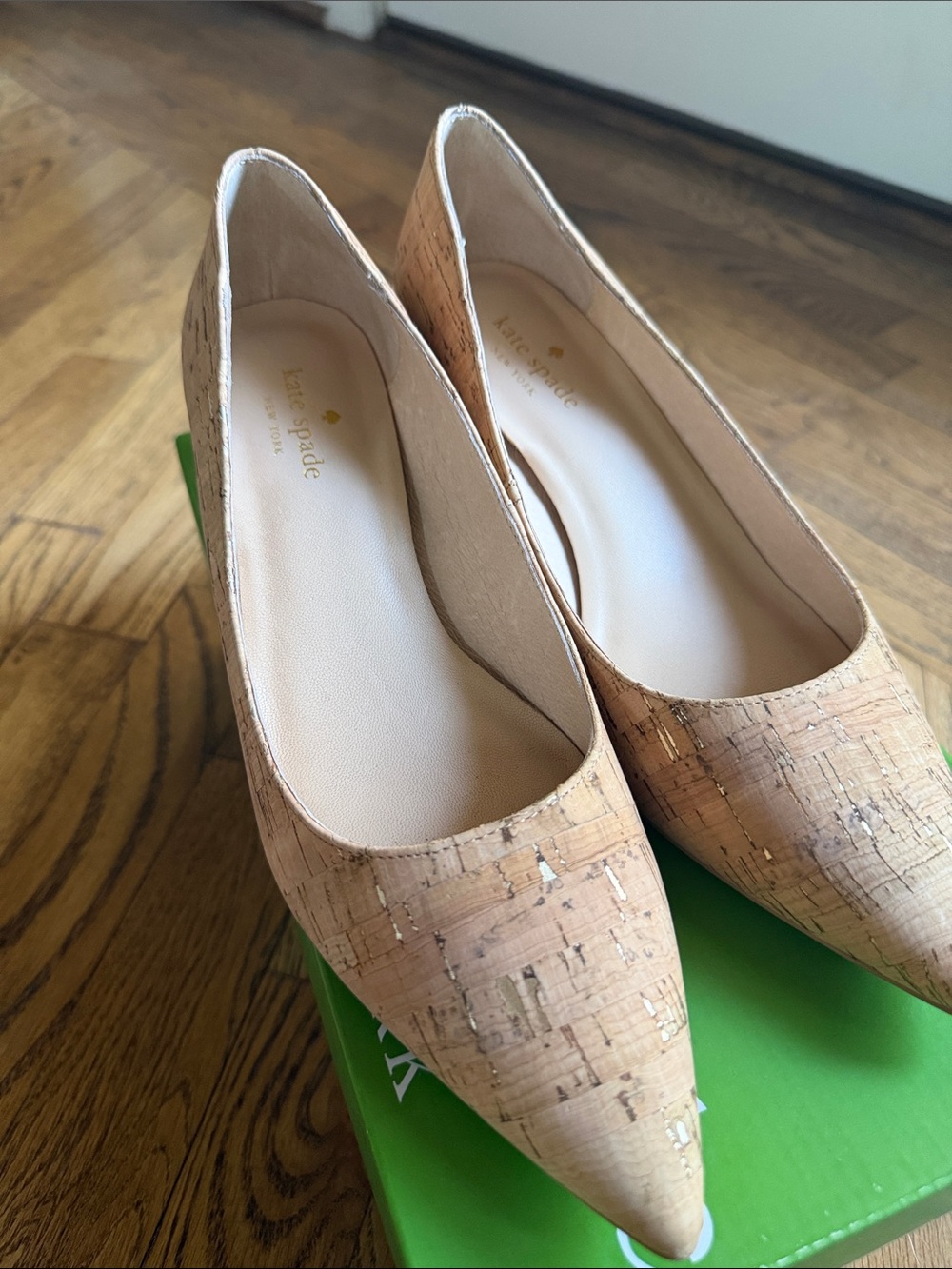 kate spade Natural Cork Pointed-Toe heels
